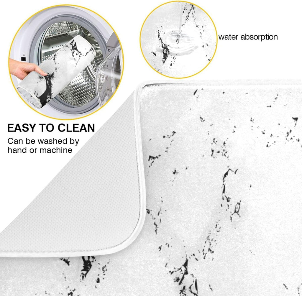 Super Absorbent Dish Drying Mat, Microfiber Fast-Drying Dish Mat, 24" x 18", Kitchen Dish Drying Pad, White Marble