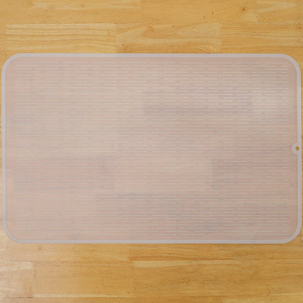 Silicone Dish Drying Mat for Multiple Usage,Easy clean,Eco-friendly,Heat-resistant Silicone Mat for Kitchen Counter or Sink,Refrigerator or Drawer Liner Translucent 3XL 28 inches x 18 inches