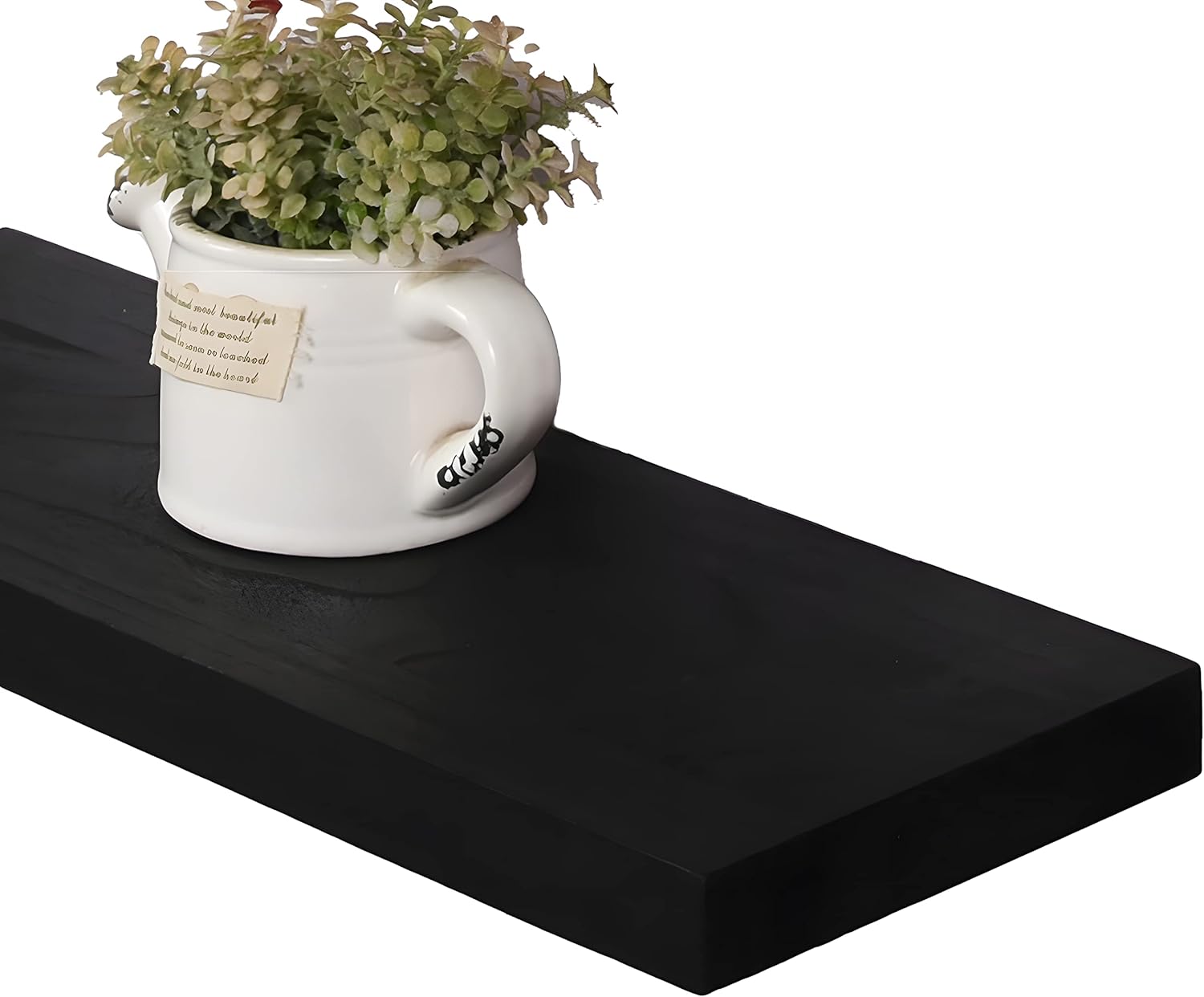 Wood Floating Shelves for Wall, Wooden Wall Shelves for Bedroom, Wall Mounted Shelves for Living Room, Set of 4 Black 24 Inch