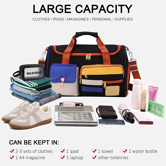 Small Gym Bag for Women, Travel Duffle Bag Carry On Weekender Bag with Shoe Compartment