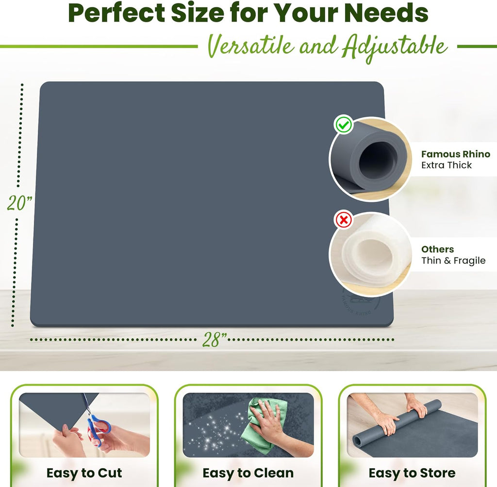 Large Silicone Mat 28" x 20" Mat Thick Heat Resistant, Kitchen Counter Mat Waterproof - Coffee Machine, Glass Top Stove Cover Countertop Protector for Air Fryer, Baking mat (Grey)