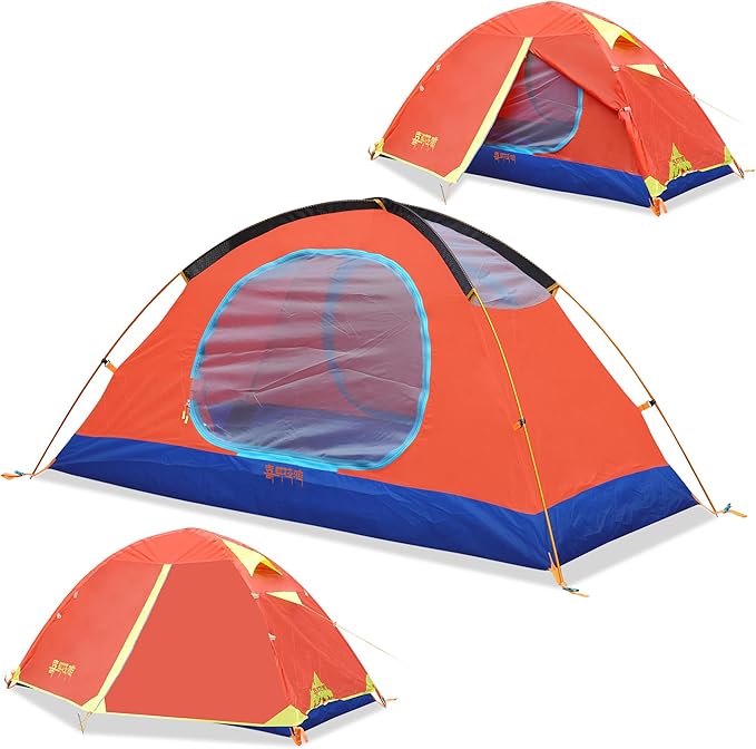 Himalaya 1/2 Person Camping Tent, 4 Season Tent Backpacking Winter Tent Waterproof Windproof Lightweight Portable PU5000 for Outdoor Camping Cold Weather Hiking Mountaineering