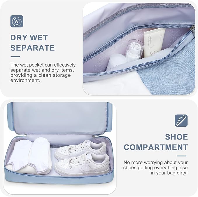 Small Gym Bag for Women, Travel Duffle Bag Carry On Weekender Bag with Shoe Compartment