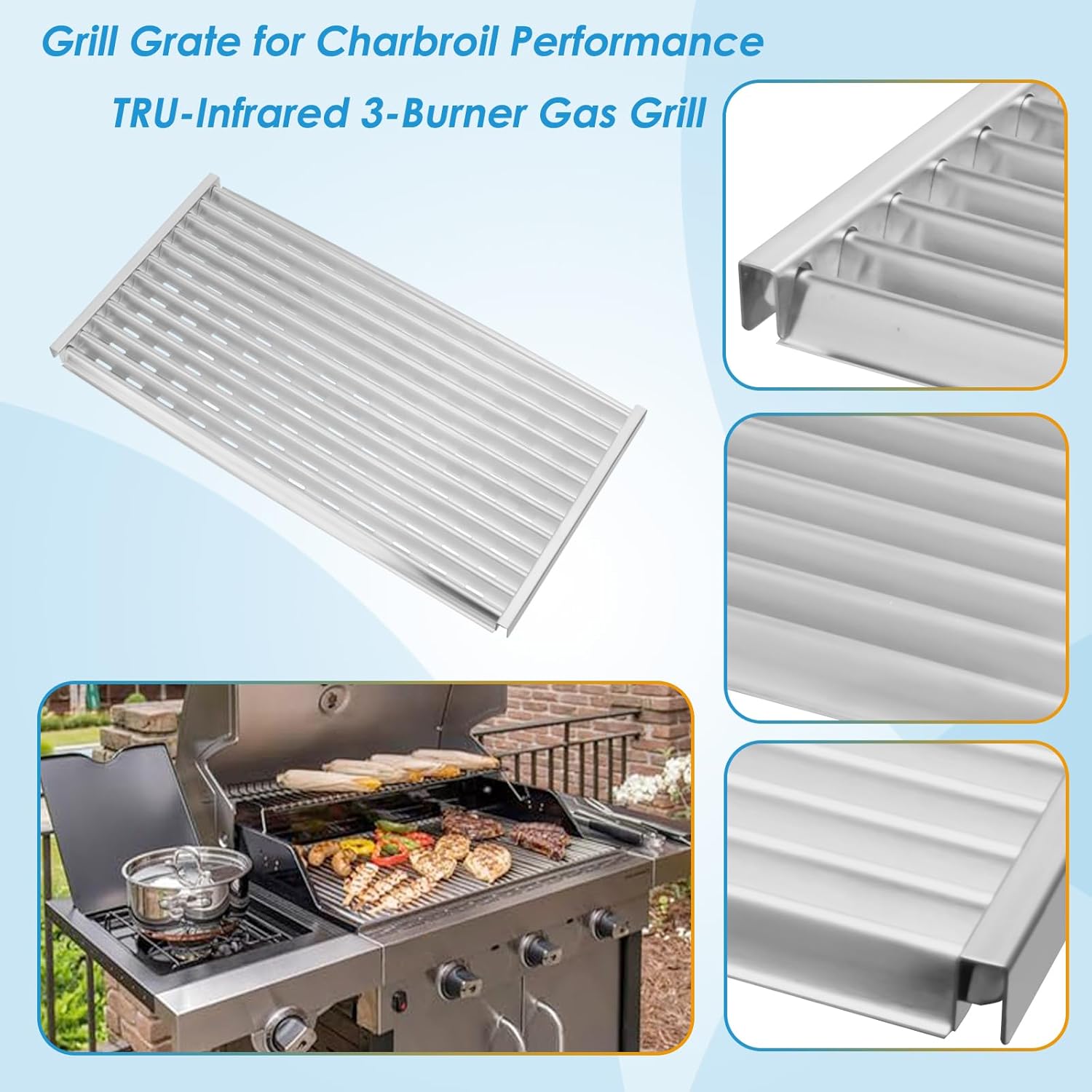 17" Grill Grate for Charbroil Performance TRU-Infrared 450 3-Burner 463370719 463371719 463371116 463371316 463371716 463336016, G460-8200-W1 Stainless Steel Emitter for Charbroil Grill Parts