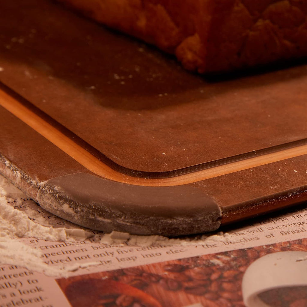 Cutting Board with Non-Slip Feet and Juice Groove for Kitchen, Wood Fiber Composite, 17.3-Inch by 12.8-Inch, Brown