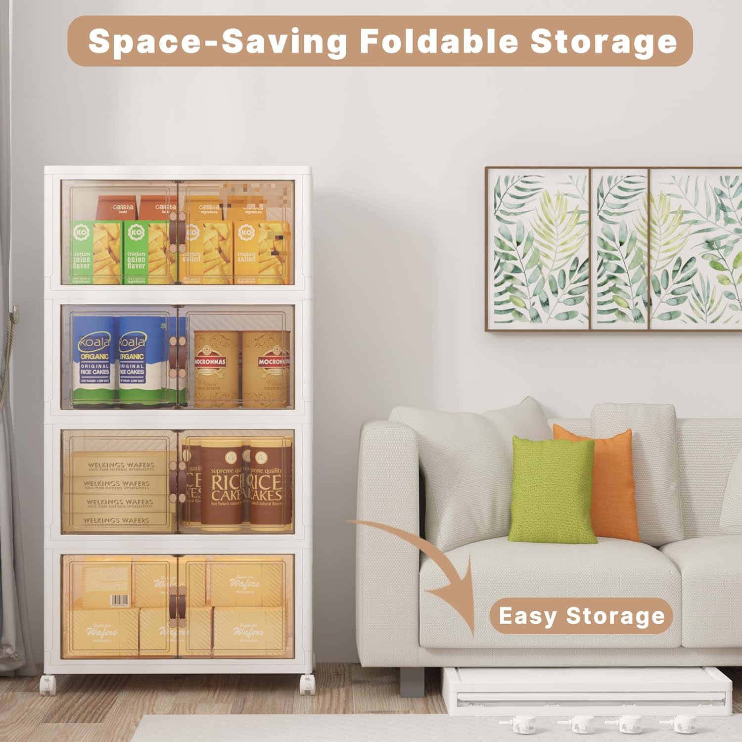 Extra Large Stackable Storage Bins with Lids and Wheels, Foldable Collapsible Closet Organizers,960QT-120QT/30GAL*8Pack Plastic Stackable Storage drawers for bedroom Dorm