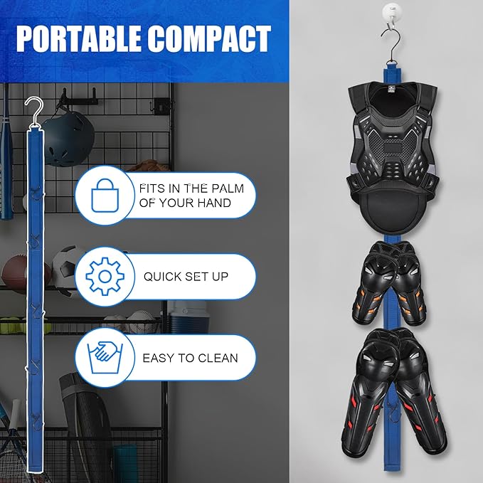 1 PACK Hockey Drying Rack,Hockey Equipment Gear Drying Rack,Portable Sports Gear Organizer Hanging Straps,Ice Goalie Hockey Gifts For Boys Football Baseball Catcher.Outdoor Camping Must Haves (Blue)