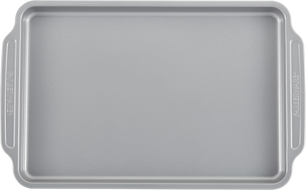 Farberware Nonstick Steel Bakeware Set with Cooling Rack, Baking Pan and Cookie Sheet Set with Nonstick Bread Pan and Cooling Grid, 10-Piece Set, Gray