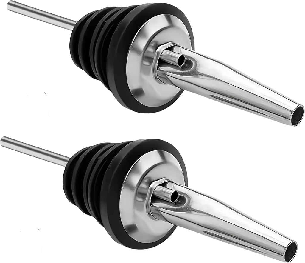 LanMa Olive Oil Spout Pourer, 2PCS Stainless Steel Liquor Bottle Pourers Spouts with Rubber Dust Caps