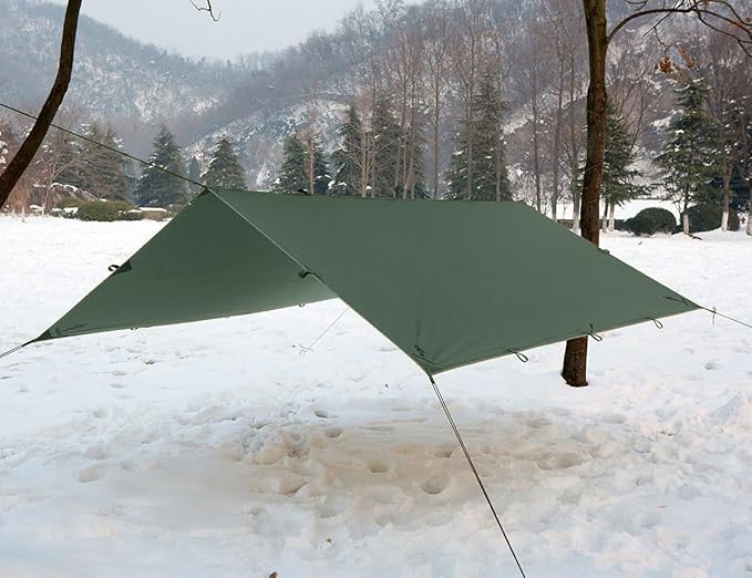 FREE SOLDIER Camping Tarp Waterproof Portable Multifunctional Outdoor Traveling Awning Backpacking Shelter Rain Tarp (Lake Green 10×10.5ft)