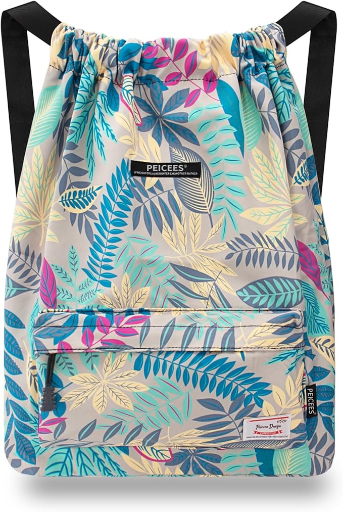 Peicees Waterproof Drawstring Sport Bag Lightweight Sackpack Backpack for Men and Women