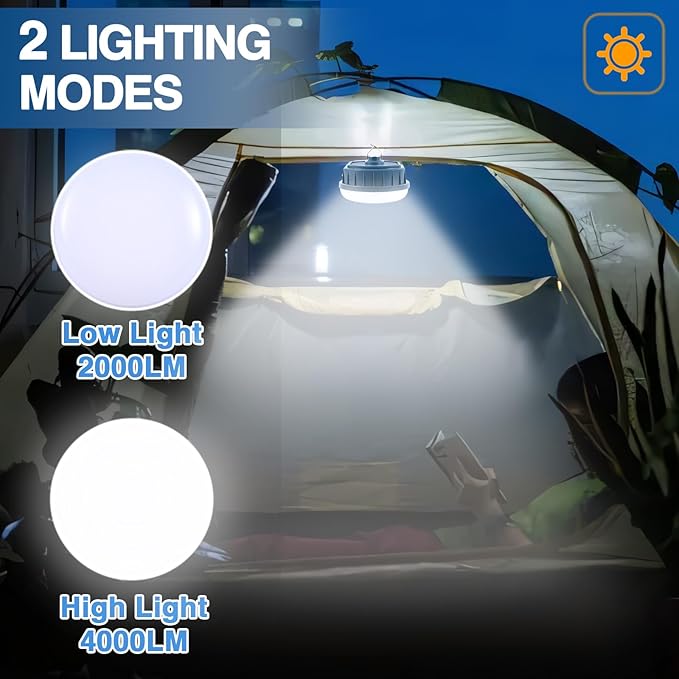 10000mAh LED Hanging Camping Lantern Rechargeable Essentials, 200W Outdoor Camping Tent Lights for Camping Decor, 4000LM Waterproof Backpacking Lanterns for Power Outages, Emergency, Hurricane, Hiking