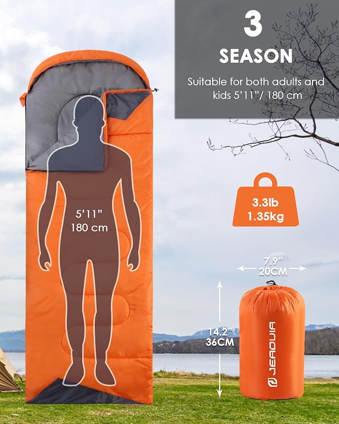 Sleeping Bags for Adults Backpacking Lightweight Waterproof- Cold Weather Sleeping Bag for Girls Boys Mens for Warm Camping Hiking Outdoor Travel Hunting with Compression Bags