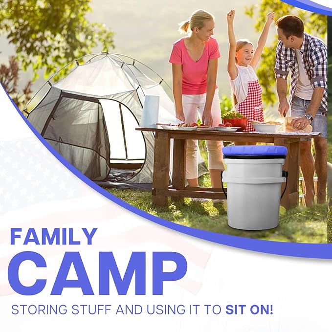 5 Gallon Bucket Seat for Yeti Bucket Only, Swivel Bucket Lid with Padded Top for Cozy Sitting, Bucket Seat Cushion for Outdoor Fishing,Hunting,Gardening,Camping,Car Washing, Baseball Training