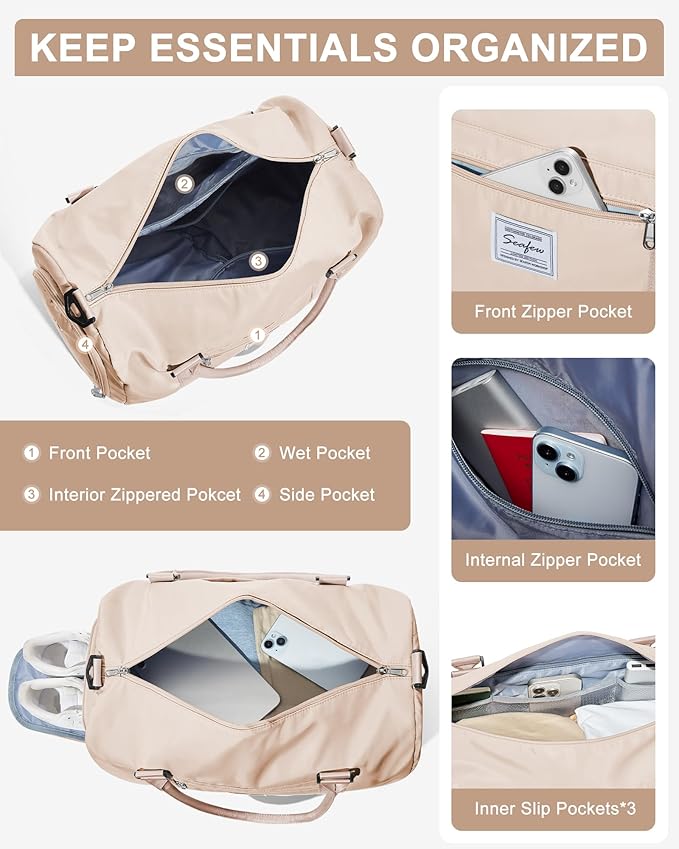 Gym Bag Womens,Travel Duffel Carry on Bag Sport Tote Bag Weekend Overnight Bag