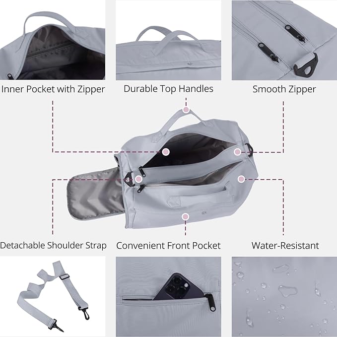 Sports fitness Gym Bag for Women, Yoga Swim Workout Travel Duffel Overnight Shoulder Bags with Shoe Compartment and Wet Pocket Ladies Weekend Carry on Luggage Dance College Blue