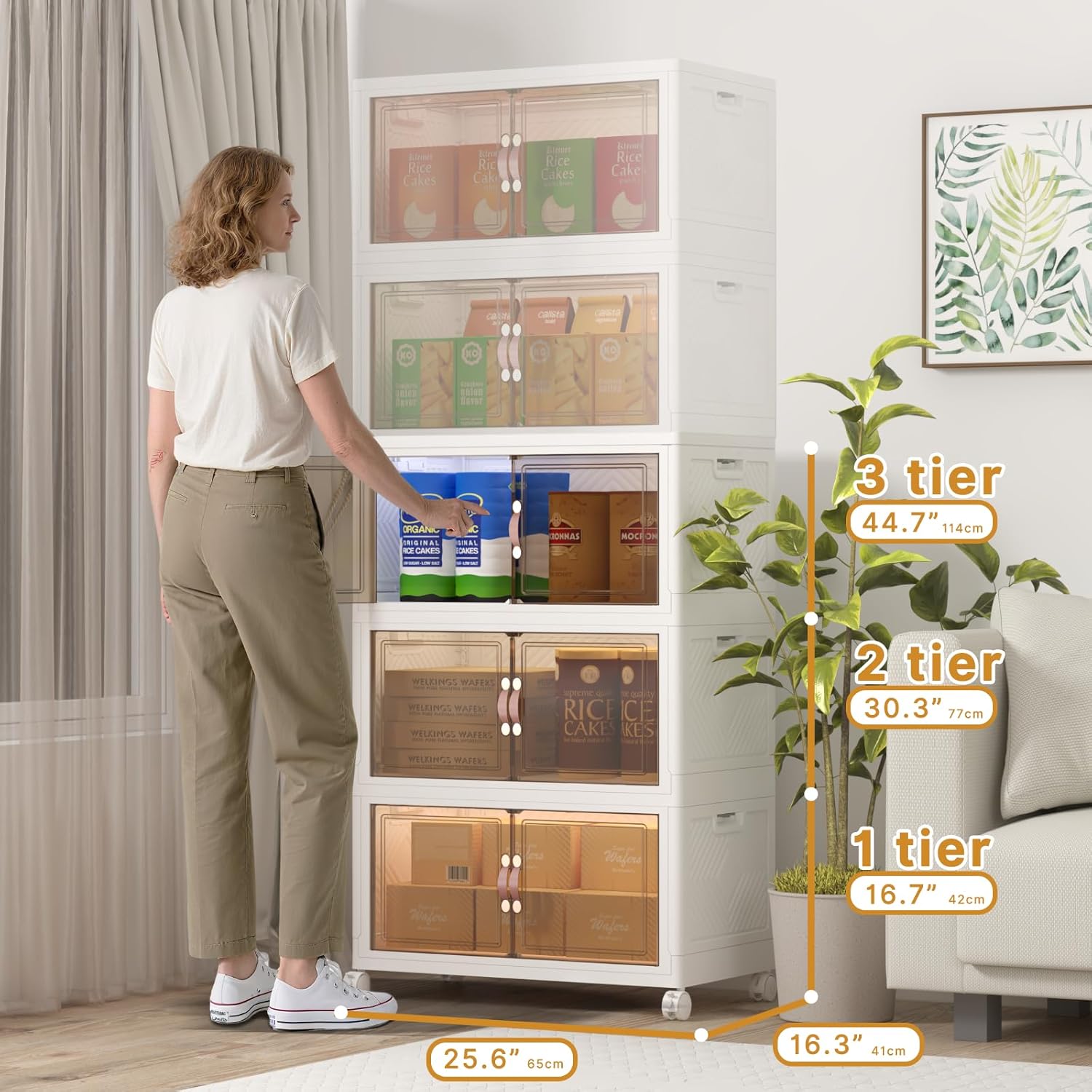 Extra Large Stackable Storage Bins with Lids and Wheels, Foldable Collapsible Closet Organizers,720QT-120QT/30GAL*6Pack Plastic Stackable Storage drawers for Bedroom Dorm