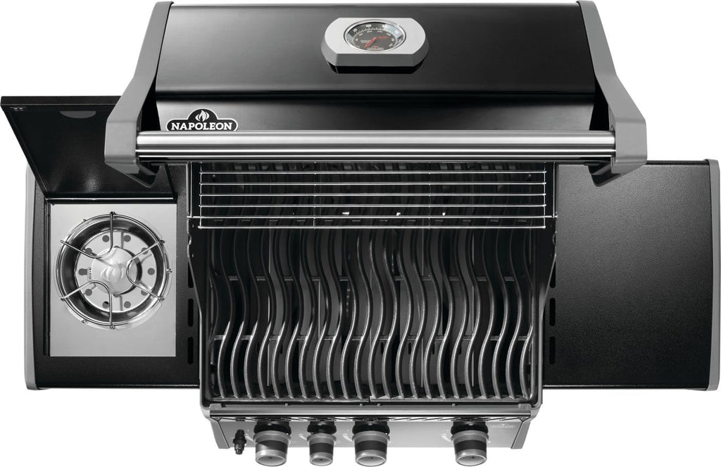 Napoleon Rogue 425 Propane Gas Grill with Range Side Burner, Black, 3 Stainless Steel Main Burners, Durable Grilling Power