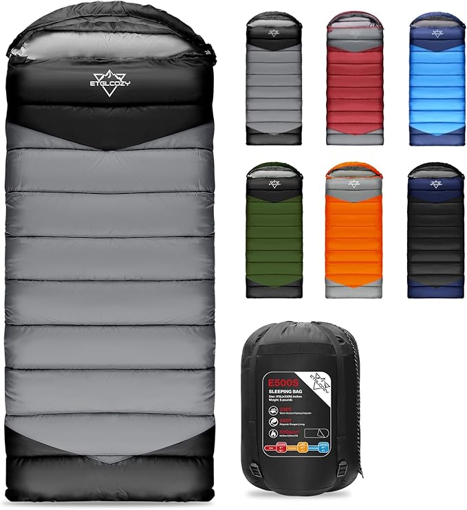 Adult Kids Sleeping Bag - All Season Warm/Cold Weather Lightweight for Camping & Hiking - Compact w/Compression Sack - Portable for Backpacking Travel Indoor - Unisex Boy Girl Man Woman