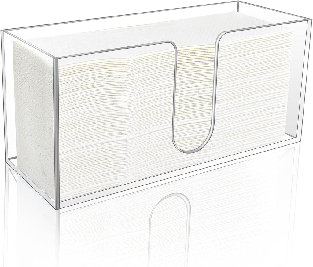 1Pack Acrylic Countertop Paper Towel Holder, Paper Towel Dispenser Countertop/Acrylic Napkin Holder(5mm Acrylic) C-fold or MultiFold Trifold Paper Towels for Bathroom, Kitchen,Restaurant (1)