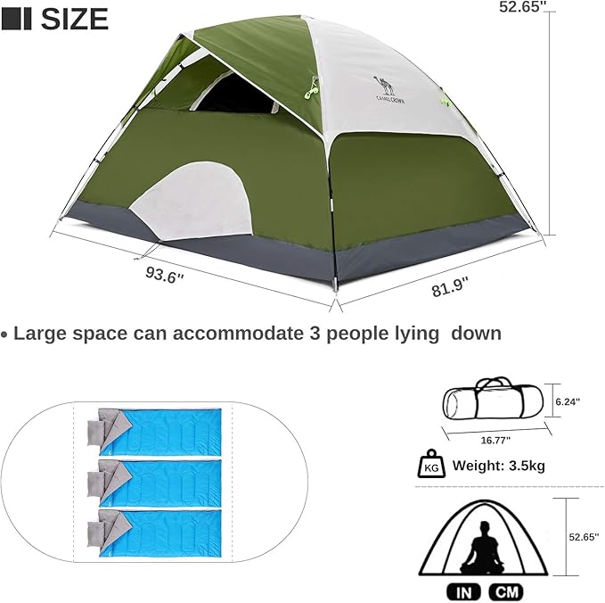 CAMEL CROWN Tents for Camping 2/3/4/5 Person Camping Dome Tent, Waterproof,Spacious, Lightweight Portable Backpacking Tent for Outdoor Camping/Hiking