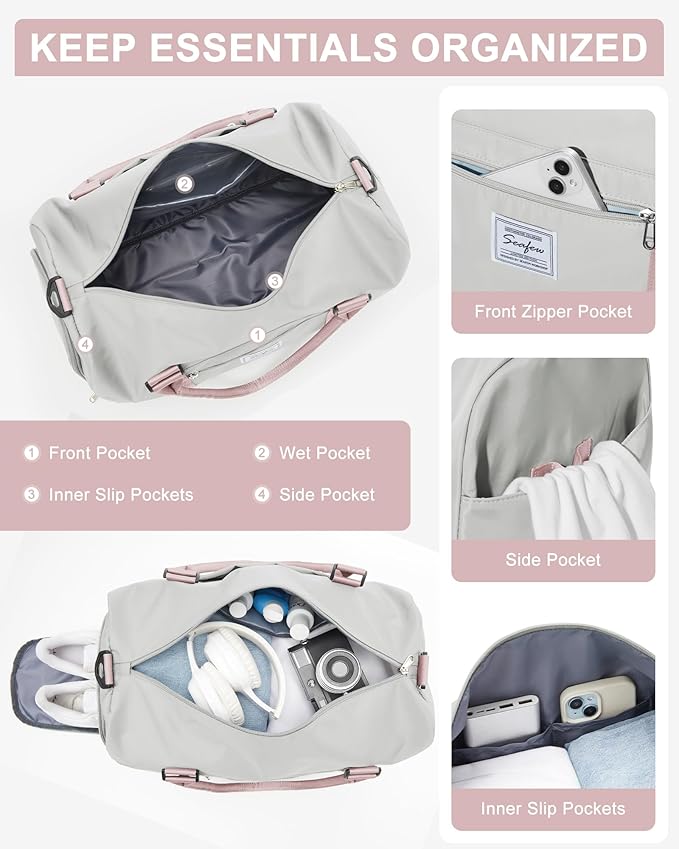 Gym Bag Womens,Travel Duffel Carry on Bag Sport Tote Bag Weekend Overnight Bag