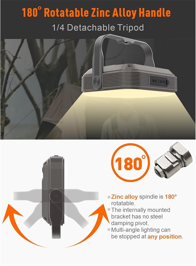 20000mAh Rechargeable LED Camping Lantern - 1600LM, QC3.0 22.5W, 4 - Color Switch, IPX5 Waterproof - Perfect for Camping, Hiking & Emergency Situations (Khaki)