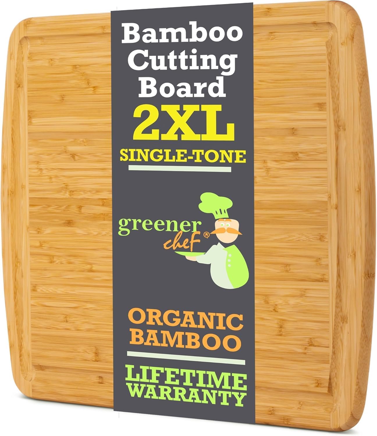 GREENER CHEF 24 Inch 2XL Extra Large Bamboo Cutting Boards for Kitchen, Stove Top Butcher Block, Extra Large Wooden Carving Board for Meat, Veggies, Charcuterie Board with Deep Juice Grooves