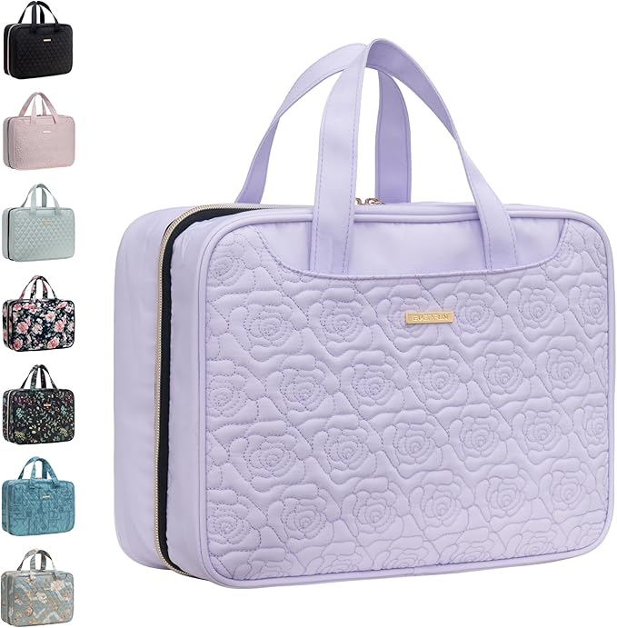 Everfun Hanging Travel Toiletry Bag for Women Traveling With Leakproof Compartment Makeup Cosmetic Organizer Dopp Kit Travel Accessories Essentials Must Have