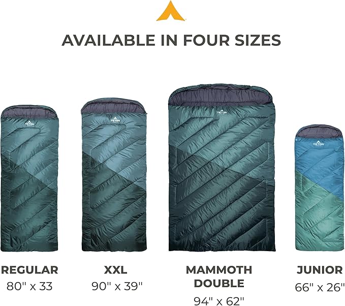 Teton Mammoth Queen Size Double Sleeping Bag- A Warm Bag The Whole Family can Enjoy – Great for Camping, Hunting and Base Camp. Compression Sack Included