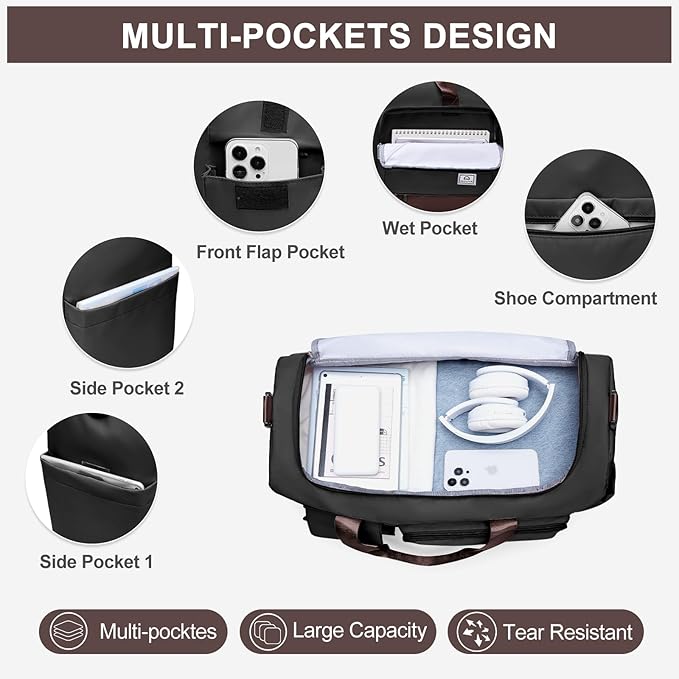 Small Gym Bag for Women, Travel Duffle Bag Carry On Weekender Bag with Shoe Compartment