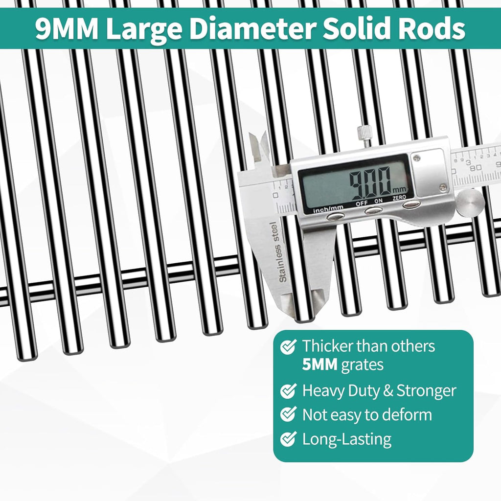 9MM 304 Stainless Steel Spirit Grill Grates for Weber Spirit E-210 E-220 S-210 S-220 Gas Grills with Front-Mounted Control 7637 Grill Replacement Parts for Weber Spirit I & II 200 Series