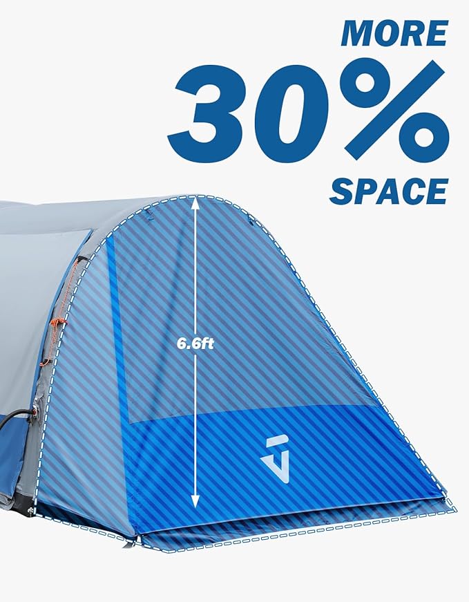 JOYTUTUS SUV Tent with Inflatable Pump, 30% More Space, Easy Set-up Car Tent for 6 Person Family Camping, Dual-Use SUV or Camping with 2 Awnings, Double Door, Fit for SUV Car Van