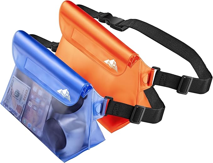 HEETA 2/3/4 Pack Waterproof Pouch with Waist Strap, Screen Touchable Dry Bag with Adjustable Belt for Phone Valuables for Kayaking, Swimming, Snorkeling, Boating, Fishing, Surfing & Beach