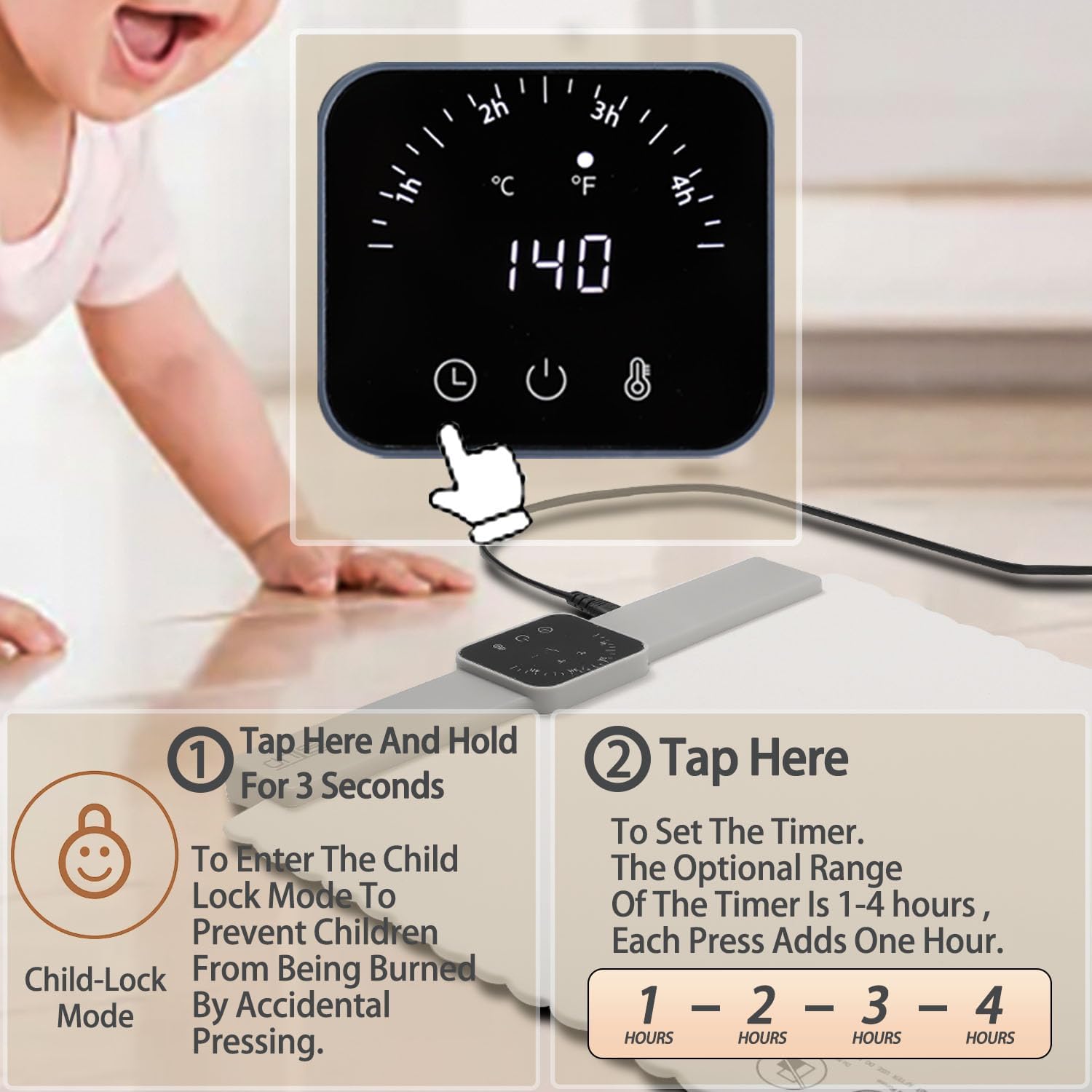 Electric Warming Tray,Food Warming Mat with 5 Temperature Settings,Rollable & Portable Silicone Fast Heating Tray Food Warmer For Parties,Restaurants,Buffet,Sabbat,Home Everyday Use(Cream)