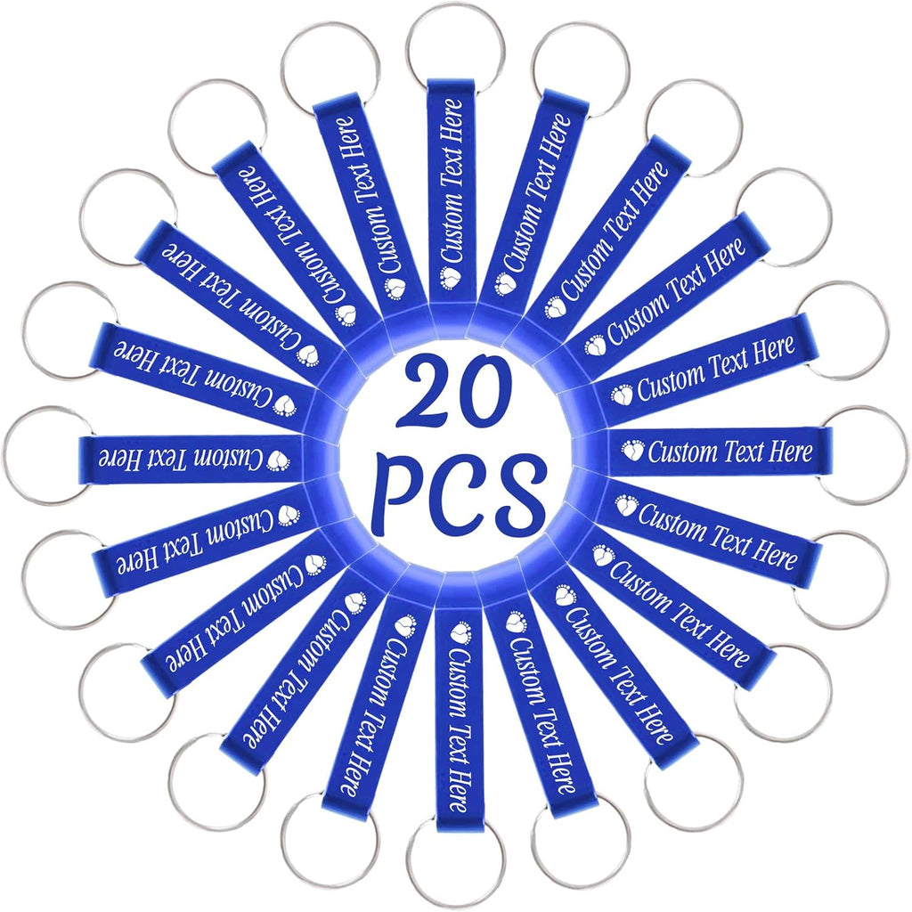 20PCS Personalized Bottle Opener Keychain Bulk Custom Beer Bottle Opener with Logo Text Engraved Wedding Bottle Opener Favors Customized Gifts for Guests Baby Shower Birthday Party-Blue
