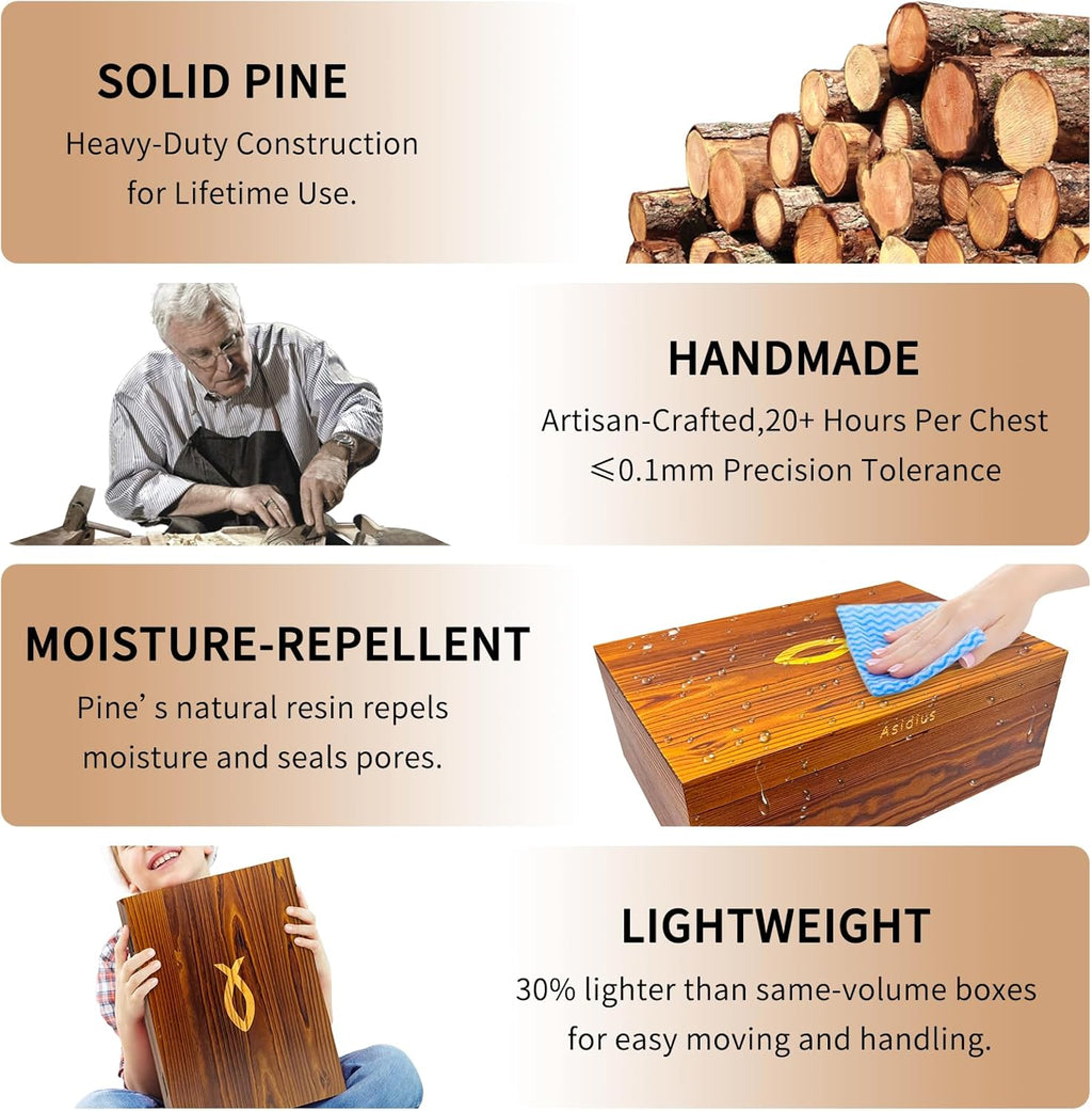 Hand-Carved Acacia Wooden Tea Box Organizer Storage Box, 8 Compartments Multi-Use Tea Bag Holder, Large Capacity for 80+ Tea Bag Storage, with Exquisite Patterns Tea Organizers and Storage