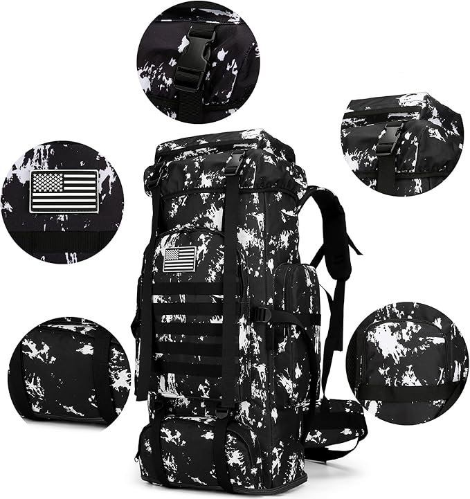 100L Camping Hiking Military Tactical Backpack Outdoor Climbing Sport Bags for Camping,Backpacking (Black Lightning)