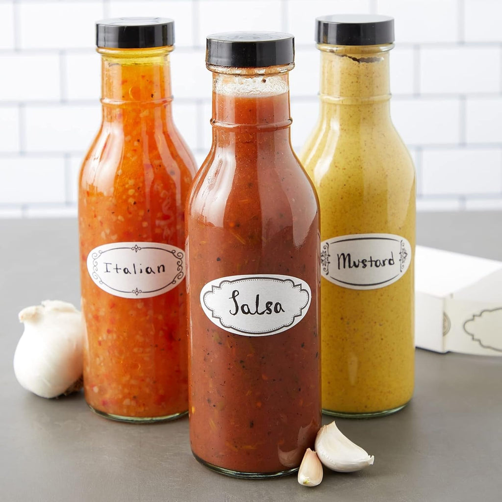 Juvale 300-Piece Dissolvable Labels for Food Storage Containers and Mason Jars - 8 Unique Sticker Designs for Kitchen, Pantry, and Canning Jars (1 x 2.25 Inches)