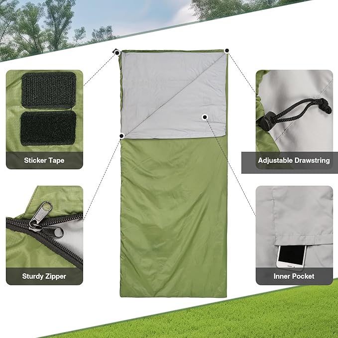 REDCAMP Ultra Lightweight Sleeping Bag for Backpacking, Comfort for Adults Warm Weather, with Compression Sack