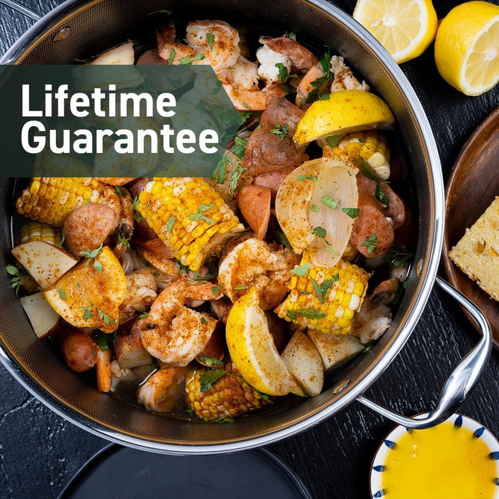 HexClad Hybrid Nonstick 10-Quart Stockpot with Tempered Glass Lid, Stay-Cool Handles, Dishwasher-Friendly, Oven-Safe Up to 900°F, Induction Ready, Compatible with All Cooktops