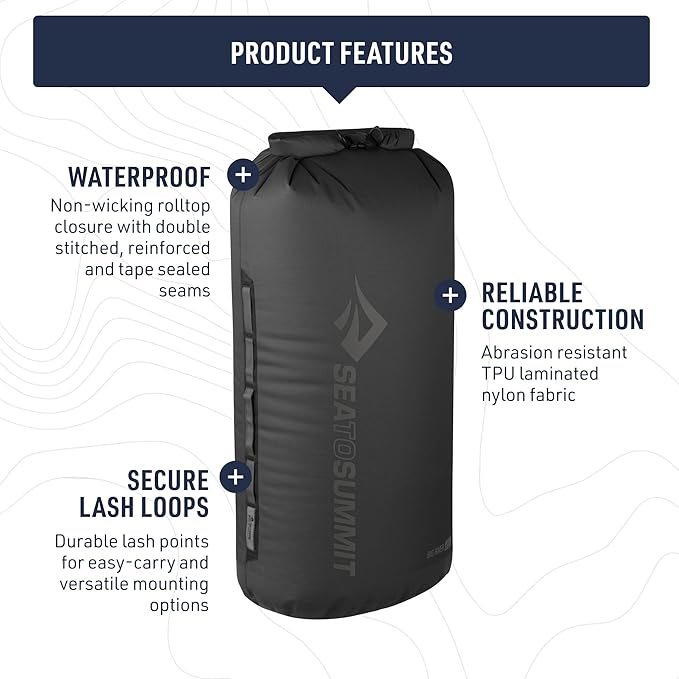 Sea to Summit Big River Dry Bag, Heavy-Duty Dry Storage, 35 Liter, Jet Black