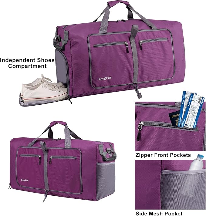 Woogwin Travel Duffel Bag Large Foldable Waterproof Overnight Bag for Beach Swim Bags Pool Sports Gym