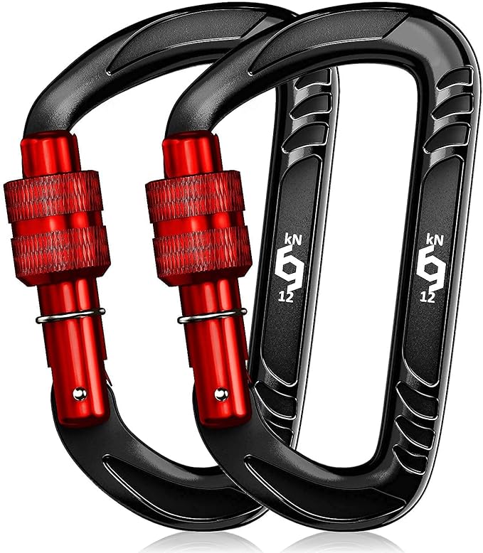 12kN (2697 lbs) Heavy Duty, Locking, Auto Locking, Wiregate Carabiner Clips, for Securing Pets, Outdoor, Camping, Hiking, Hammock, Dog Leash Harness, Keychains