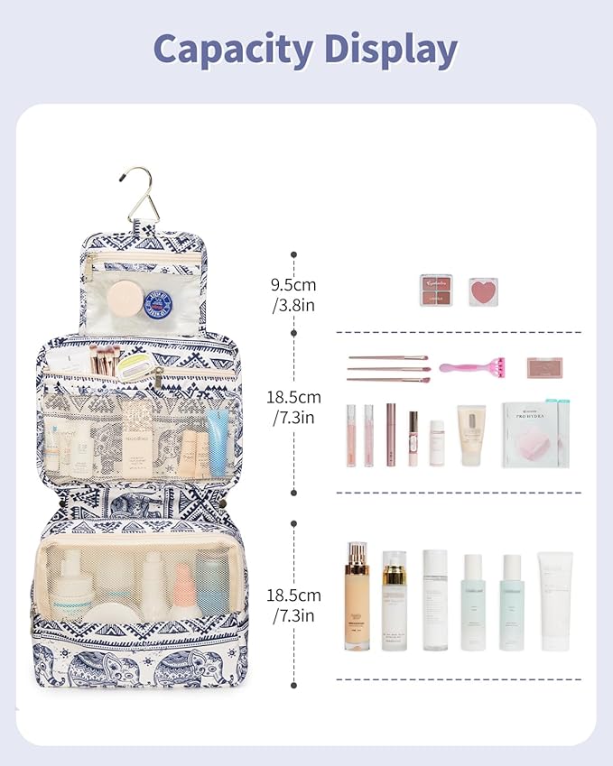 Narwey Hanging Travel Toiletry Bag Cosmetic Make up Organizer for Women and Girls Waterproof