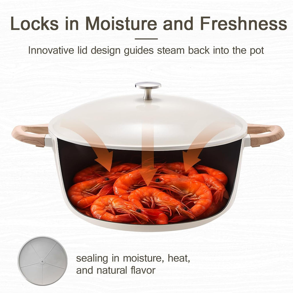 21Pcs Pots and Pans Set with Aluminum Lid, Nonstick Ti-Ceramic Cookware Sets, Induction Cookware Non Stick Cooking Set w/Frying Pans & Saucepans(PFOS, PFOA Free)-White