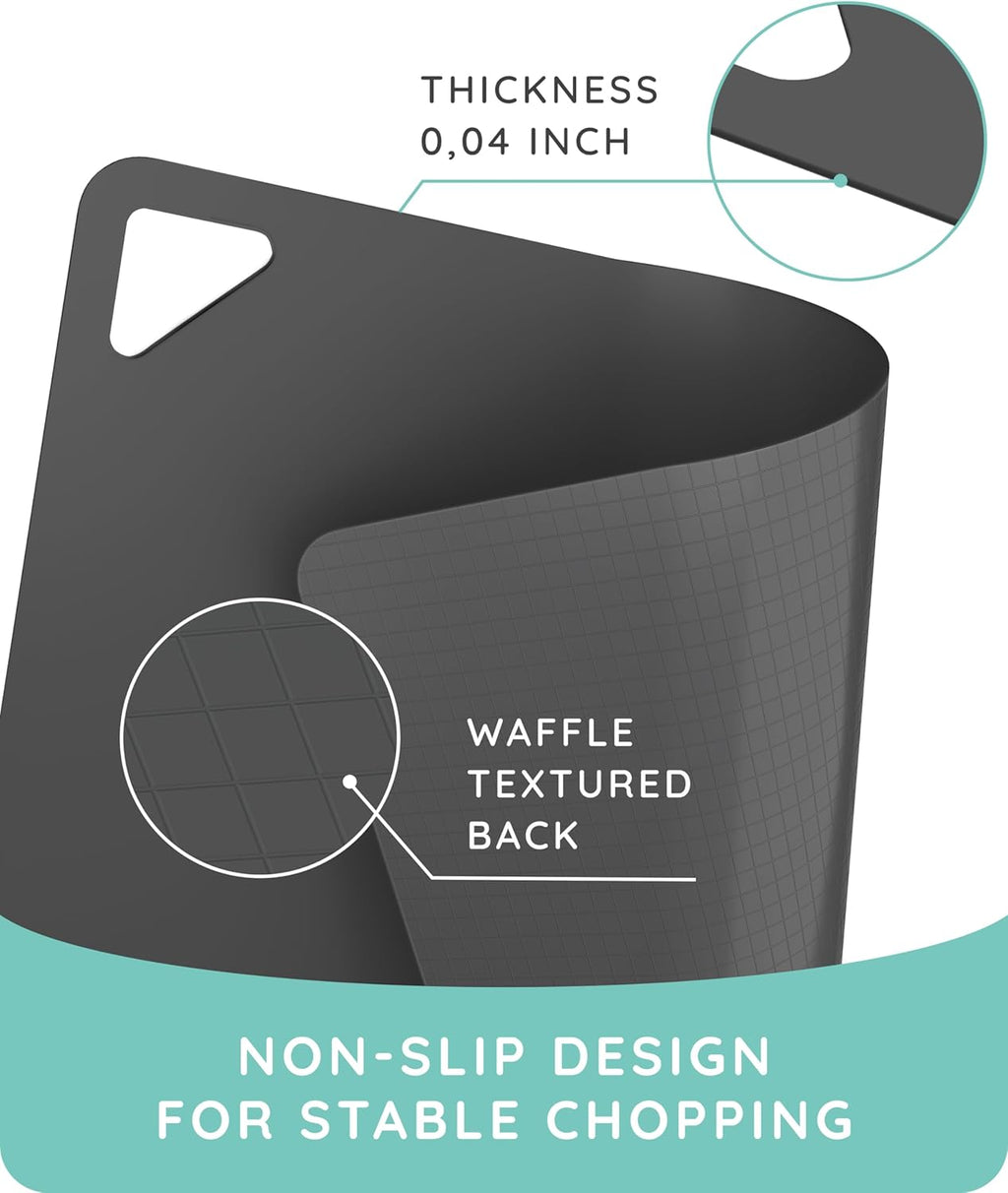 July Home Cutting Board Alternative for Kitchen - Extra Thick Flexible Plastic Cutting Board Set of 3, Non-Slip, BPA-Free, Easy to Clean, Colored Cutting Mats for Cooking, Durable Chopping Sheets