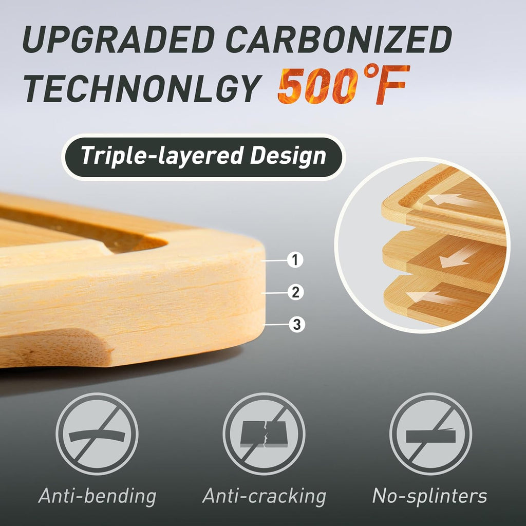 3 packs Bamboo Cutting Board Set Non Slip Feet Over Sink For Kitchen Meal Prep & Serving Brides Her Wedding Day Bridal Shower Engaged Wed House Christmas Married Future Unique Cool Gifts