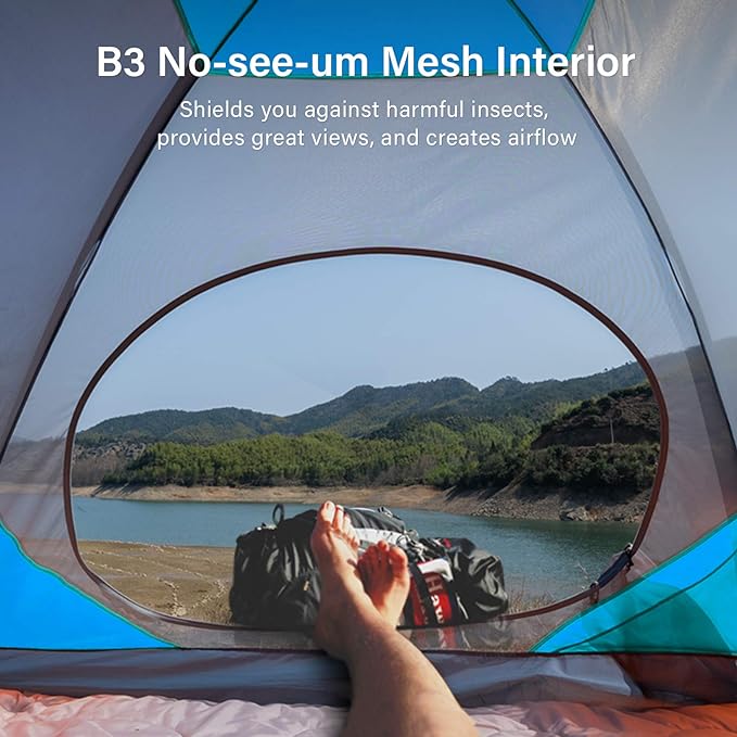 BISINNA 2/4 Person Camping Tent Lightweight Backpacking Tent Waterproof Windproof Two Doors Easy Setup Double Layer Outdoor Tents for Family Camping Hunting Hiking Mountaineering Travel