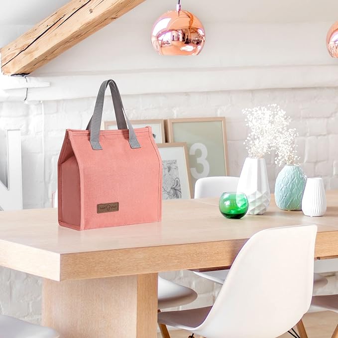 2pcs Pink Lunch Bag Insulated, Lunch Box Bag, Reusable Lunch Tote Bag, Lunch Box Container Bag Insulated for Women, Men, Work, Office, Travel